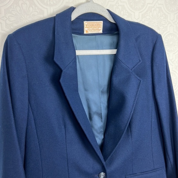 Pendleton Vintage 100% Wool Blazer Jacket Navy Blue Academia Classic Career - Picture 2 of 12